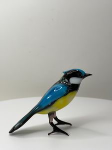 Figurine d'oiseau bleu-gros en verre artisanal de 10 cm, sculpture animale colorée pour la décoration de la maison - Product Image 6
