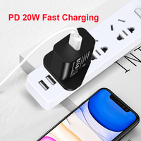 Chargeur rapide USB-C PD 20W Shenzhen Lvxiangyuan, prise UK, certifié CE UKCA, adaptateur secteur 3 broches pour iPhone, OCP OVP
