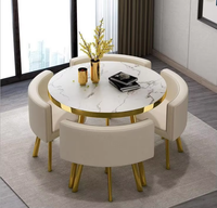 Ensemble Table à Manger Ronde de Luxe WDY 4 Places pour Salon, Restaurant, Bar, Bureau – 1 Table 4 Chaises