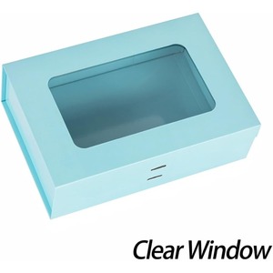 Blue ribbon gift box 10.8x7.5x3.5 inches transparent <b>window</b> magnetic <b>cover</b> gift box can be customized - Product Image 6