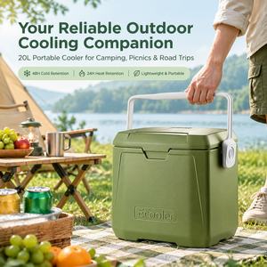 กล่องเก็บความเย็นแบบพกพา Ecooler 20 ลิตร สีเขียวมะกอก ป้องกันการรั่วซึม เก็บน้ำแข็งได้นาน 2 วัน รุ่น F5 ดีไซน์ทรงสี่เหลี่ยม สำหรับกิจกรรมกลางแจ้ง - Product Image 1