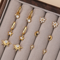 Boucles d'oreilles pendantes Mlluki Fashion personnalisées en argent sterling 925, motifs soleil, étoile, lune, croissant et fleur