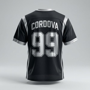 Nouveau Maillot de Lacrosse Tendance 2026 Personnalisé pour Homme, Col en V, Manches Courtes, Maille Noire et Argentée, Numéro d'Équipe, Fabriqué au Pakistan - Product Image 2
