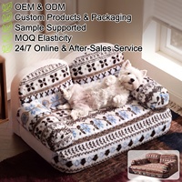 Lit pour chat et lit pour chien écologiques de luxe pour l'hiver, en fourrure corail marron vintage, lavable, pour animaux de compagnie de taille moyenne à grande