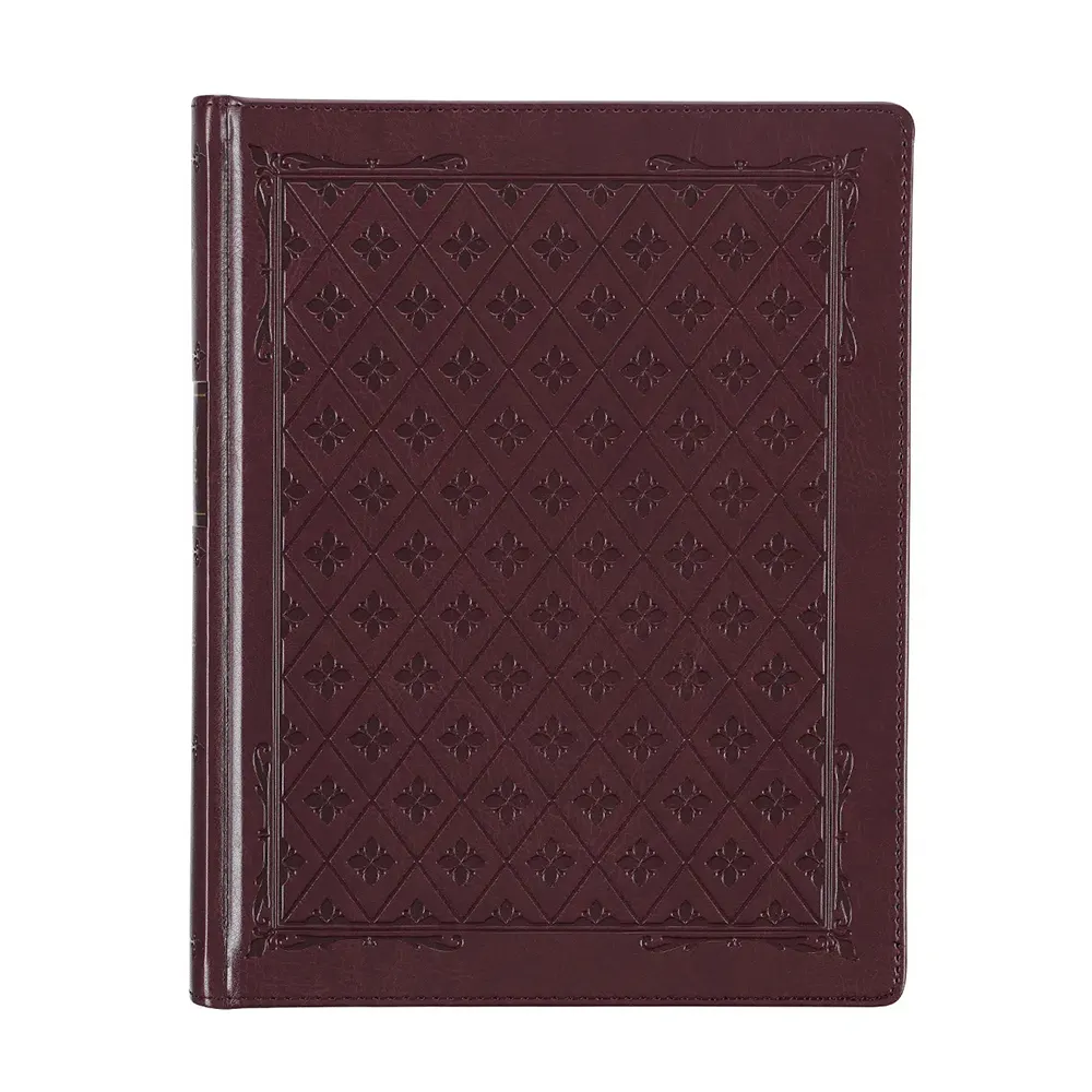 2023 Burgundy aDiamonds Grid Faux Leather Hardcover Large Print Bible Journal Prayer Book Bible Printing Factory