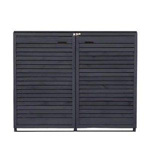 <span class=keywords><strong>Abri</strong></span> <span class=keywords><strong>de</strong></span> jardin en bois gris foncé pour 2 <span class=keywords><strong>poubelles</strong></span>, 240L, avec clôture à lattes et double bac à roulettes - Product Image 4