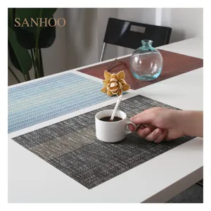 SANHOO Custom Printed Vinyl Plate Mats Heat Resistant Woven Placemats for Dining Table Luxury