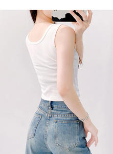 Camisole d'été pour femmes RUICHI avec coton et élasthanne côtelé 260GSM, style élégant, superposition et vêtements d'extérieur, débardeur blanc - Product Image 3