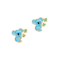 Bijoux fins personnalisés boucles d'oreilles en vrac en argent sterling 925 plaqué or 14K Cutie émail mignon Koala boucles d'oreilles pour enfants