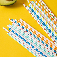 Pailles en papier colorées de qualité supérieure, 12 mm, 230 mm, 280 mm, compostables, jetables, emballées individuellement, pour les fêtes