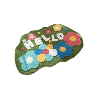 Nouveau tapis de sol en flocage de style pastoral, motif de fleurs végétales, forme extraterrestre, tapis absorbant pour salle de bain, tapis de toilette, tapis de maison