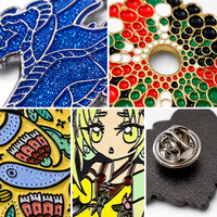 Épinglette en émail personnalisée avec paillettes, badge de revers en métal 3D Anime OEM, broche en émail dur, design artistique floral de dragon de dessin animé, collection de coffrets cadeaux