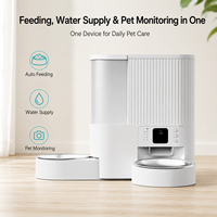 Distributeur automatique de nourriture et fontaine à eau 2-en-1 intelligent avec caméra 2K WiFi, design solide et élégant pour chats et petits chiens
