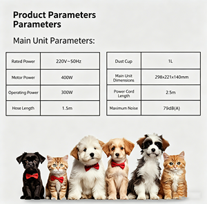 Appareil de toilettage pour animaux de compagnie 7-en-1 multifonctionnel, sûr, portable, rechargeable, en plastique, automatique, écologique, silencieux, avec peignes aspirants à motif de dessin animé - Product Image 5