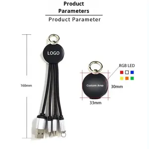 Cable LED con Logotipo Personalizado, 3 en 1, Corto |   Artículo Promocional Innovador para Eventos Empresariales |   Solución de Marca Única - Product Image 4