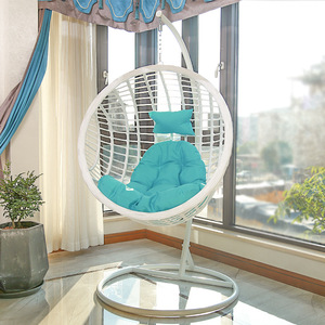 Mobilier d'extérieur moderne en forme d'œuf Chaise de jardin en osier en rotin suspendue pour patio avec pied - Product Image 6