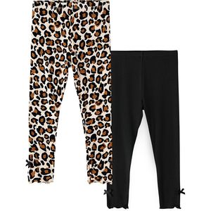 Leggings para Niñas Pequeñas BambooBud, Paquete de 2, Acanalados, Estampados, de Viscosa de Bambú, Talla 4T, Pantalones Casuales de Fácil Colocación - Product Image 1