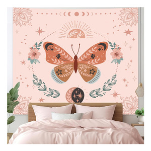 Tapiz Decorativo de Pared con Diseño de Mariposas Rosas, Estilo Bohemio, Mandala, Arte Floral, <span class=keywords><strong>para</strong></span> Dormitorio de Adolescentes - Product Image 2