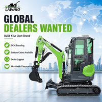 Mini Excavator LAWNIO 25U Siap Ekspor, Kabin, Track Karet, Kontrol Pilot, Cocok untuk Pertanian, Kebun, Pekerjaan Penggalian Parit, Mini Excavator Profesional