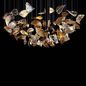 Customizable Modern Design Shopping Mall Handmade Glass Leaf Chandelier Large Ceiling Installation in the Living Room - Product Image 3