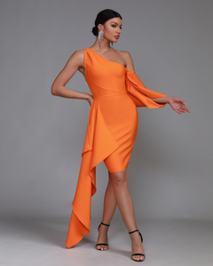 Ocstrade Nouveau design Robe moulante à épaules tombantes Robe de cérémonie Ropa De Mujer de bonne qualité Robe de <span class=keywords><strong>soir</strong></span>ée orange Club Midi Bandage - Product Image 6