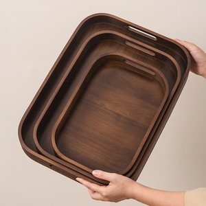 Bandeja de grano de madera de nogal de simplicidad moderna, juego de té de mano, bandeja de té pequeña de madera rectangular para boda para uso doméstico o en Hotel - Product Image 1