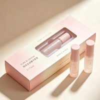 Boîte cosmétique personnalisée en carton blanc recyclable avec fenêtre rose, impression personnalisée, double fermeture à rabat et gaufrage, logo personnalisé
