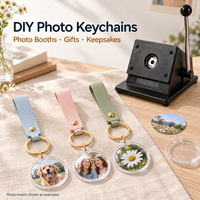 Kit de Bricolage Personnalisé pour Porte-clés Cadre Photo en Acrylique Transparent, Kit de Découpe de Papier Rond, Sangles en Cuir, Ensemble d'Outils d'Artisanat