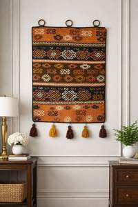 Handwoven Modern Kilim Wall Hanging <b>Rug</b> Abstract & Geometric Pattern Washable Home Decor Tapestry - Product Image 3