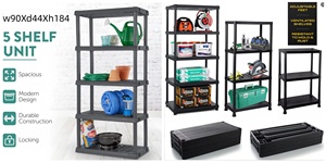 <span class=keywords><strong>Étagère</strong></span> modulaire robuste à 4 niveaux en plastique noir, type sur pied, pour garage - Product Image 6