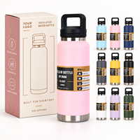 Bouteille d'eau isotherme en acier inoxydable OEM 600ml 800ml 1100ml avec bouchon à vis et poignée de transport, anti-fuite, pour les voyages en extérieur et l'usage quotidien