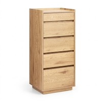 Commode à 6 tiroirs en chêne naturel à bords courbes, meuble de rangement pour chambre à coucher