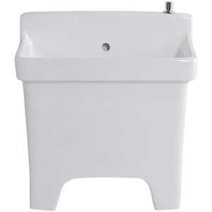 Évier en céramique Menalisa, sur pied, grand bac, pour balcon, usage extérieur, anti-éclaboussures - Product Image 5
