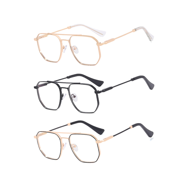 New Luxury Designer Double Bridge Optical Frame High Quality Anti Blue Light Men's Metal Eyeglasses Frame