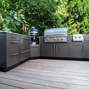 Outdoor Kitchen Cabinets For BBQ Customized Modern Kitchen Cabinet Waterproof Kitchen With Stainless Steel Countertop