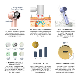 Brosse nettoyante électrique sonique portable en silicone <span class=keywords><strong>pour</strong></span> <span class=keywords><strong>le</strong></span> <span class=keywords><strong>visage</strong></span>, étanche, avec rouleau massant rotatif <span class=keywords><strong>pour</strong></span> <span class=keywords><strong>le</strong></span> nettoyage du <span class=keywords><strong>visage</strong></span> - Product Image 5