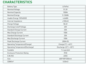 Batería de almacenamiento de energía residencial Lifepo4 de 51,2 V 100AH 5.12kWh del proveedor Chino, electrodoméstico híbrido montado en la pared, tipo dividido - Product Image 2