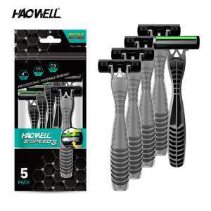 Haowell-Maquinilla <span class=keywords><strong>de</strong></span> <span class=keywords><strong>afeitar</strong></span> económica para hombre, maquinilla <span class=keywords><strong>de</strong></span> <span class=keywords><strong>afeitar</strong></span> <span class=keywords><strong>de</strong></span> acero inoxidable con 3 hojas triples, 5 unidades por bolsa, máquina <span class=keywords><strong>de</strong></span> <span class=keywords><strong>afeitar</strong></span> desechable - Product Image 1