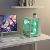 Boîtier PC vertical Pcooling ATX Tower ARGB, châssis de bureau en verre trempé, boîtier d'ordinateur de jeu avec ventilateur intégré