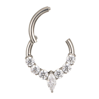 Fuxuan Anneau de piercing clicker en titane ASTM F136 pour septum et nez, segment articulé, avec zircon, également utilisable comme boucles d'oreilles