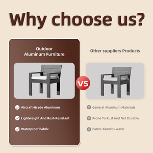 Sedia da Pranzo Leggera con Braccioli in Alluminio Antiruggine e Tessuto Resistente alle Intemperie per Ristoranti, Caffè, Giardini e Cortili - Product Image 3