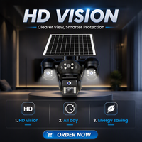 Caméra solaire WiFi à triple objectif, caméra extérieure sans fil, système de surveillance de sécurité domestique CCTV WiFi, caméra IP V380 Pro