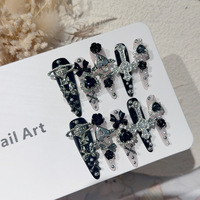 Poudre à ongles prédécoupée en vrac, noire, style japonais Dark 40, pour manucure fine, longue et pointue, pour femmes audacieuses.