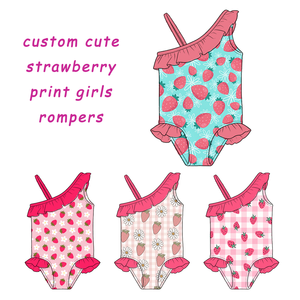 <span class=keywords><strong>Maillot</strong></span> <span class=keywords><strong>de</strong></span> <span class=keywords><strong>bain</strong></span> une pièce pour filles à imprimé fraises, vente chaude, personnalisable, séchage rapide, pour bébés filles - Product Image 1