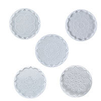 Moule en silicone DIY pour sous-verre rond, plateau Mandala floral, moule en résine époxy cristalline, moule de moulage pour plateau en résine UV, artisanat, décoration intérieure