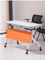 Table de formation mobile pliable durable, moderne et colorée, gain de place, avec panneau vert pour bureaux et espaces commerciaux