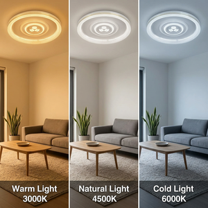 Plafonnier encastré élégant à trois anneaux concentriques, éclairage intérieur, trois couleurs, intensité réglable, <span class=keywords><strong>luminaire</strong></span> de luxe pour chambre principale - Product Image 6