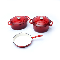 Ensemble de casseroles en fonte émaillée, antiadhésives, design minimaliste, 4 pièces, écologiques, compatibles four