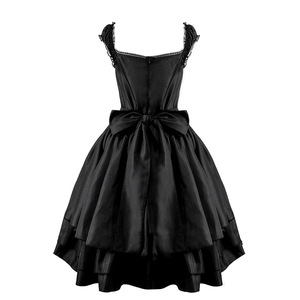 Vestido Gótico Vintage para <span class=keywords><strong>Mujer</strong></span> para Fiesta, Clásico Negro Línea A, Vestido <span class=keywords><strong>de</strong></span> Cosplay con Encaje en Capas y Cordones, <span class=keywords><strong>Disfraz</strong></span> <span class=keywords><strong>de</strong></span> Lolita Gótica para Halloween - Product Image 2