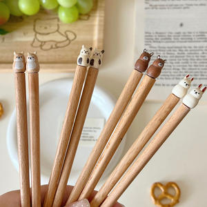 18cm dùng một lần sồi gỗ đũa tre dễ thương Shiba Inu gấu thỏ mèo Flatware cho trẻ em của bên - Product Image 2
